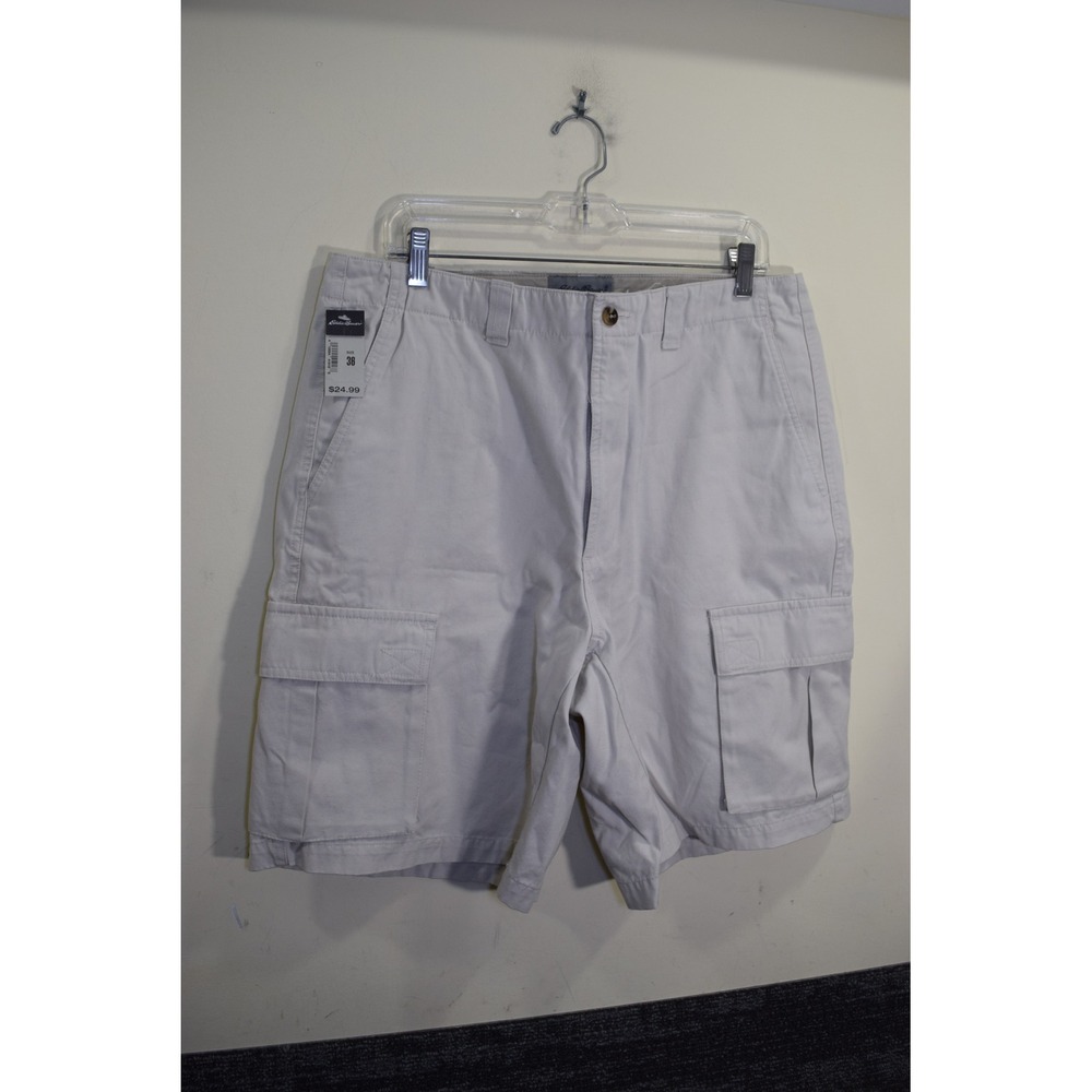 Eddie Bauer Mens Cargo Shorts Size 36 Stone Khaki Canvas Utility Outdoor NWT
